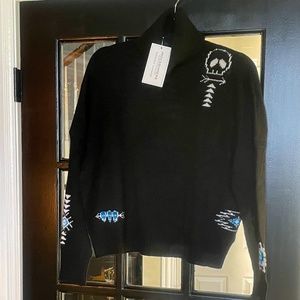 Skull Cashmere Florence Dropped Shoulder Cashmere Turtleneck Black